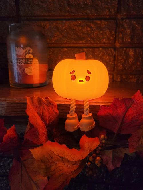 Pumpkin Night Light, Cute LED Lamp, Silicone Dimmable Nursery Nightlight for Kids, Silicone Rechargeable Bedside Touch Lamp photo review