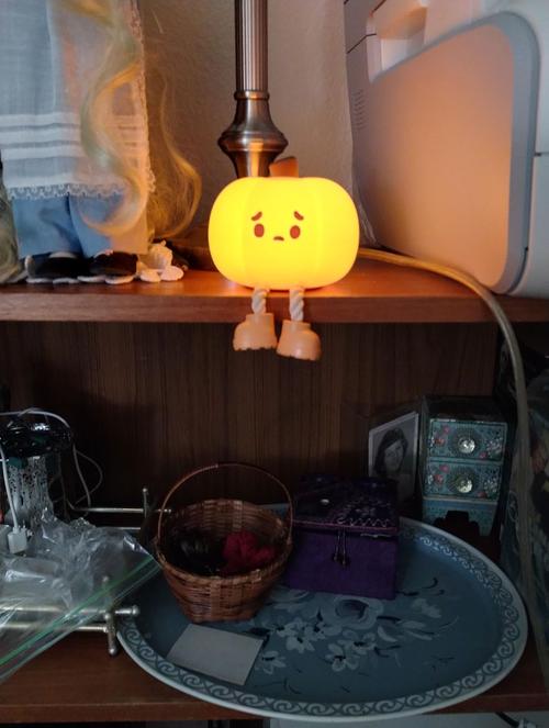 Pumpkin Night Light, Cute LED Lamp, Silicone Dimmable Nursery Nightlight for Kids, Silicone Rechargeable Bedside Touch Lamp photo review