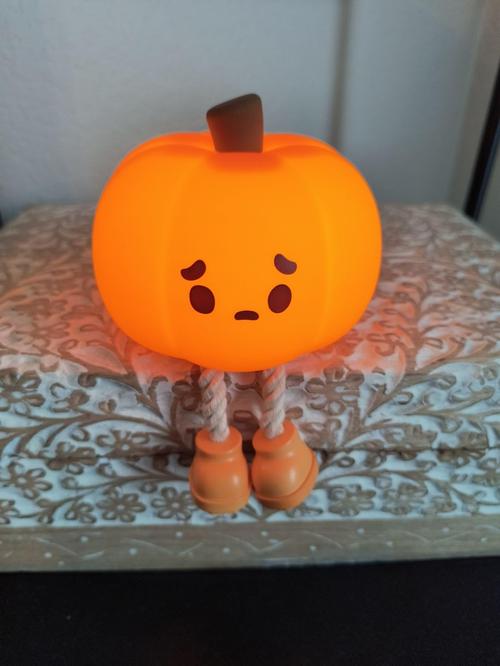 Pumpkin Night Light, Cute LED Lamp, Silicone Dimmable Nursery Nightlight for Kids, Silicone Rechargeable Bedside Touch Lamp photo review