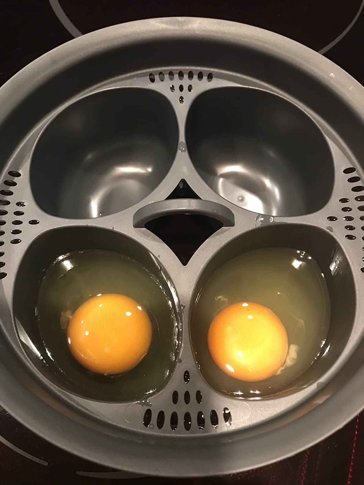 4-in-1 Egg Poacher Cooker with Steamer Tray, Easy to Use and Clean photo review