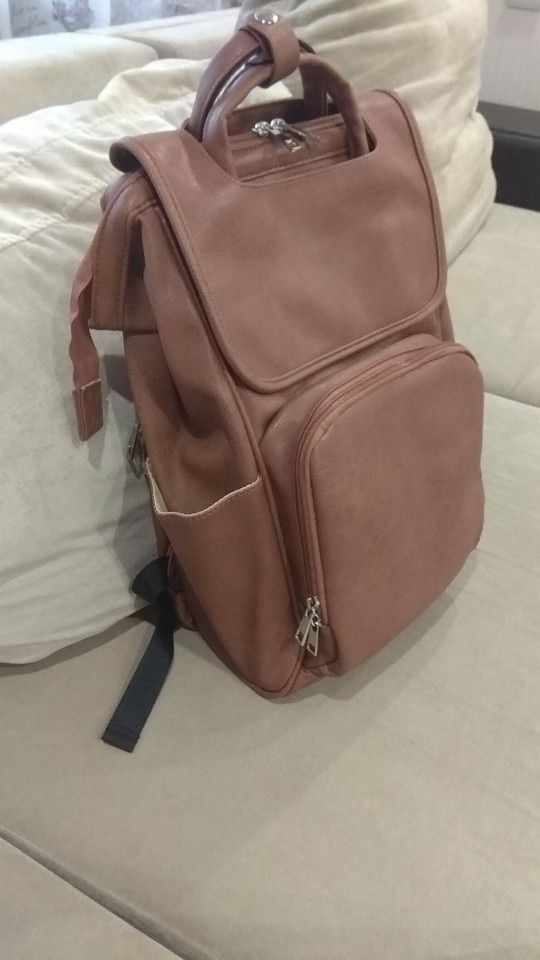 Elegant Leather Diaper Bag Backpack - Vegan & Full Grain Leather photo review