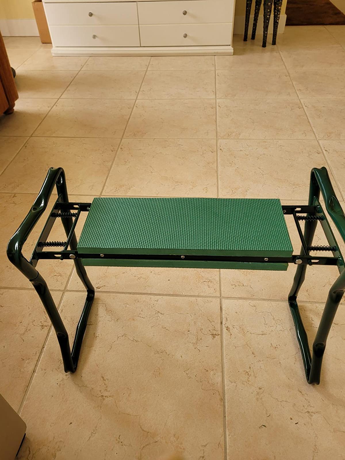 Foldable Outdoor Lawn Bench Chair With Tool Pouch Garden photo review