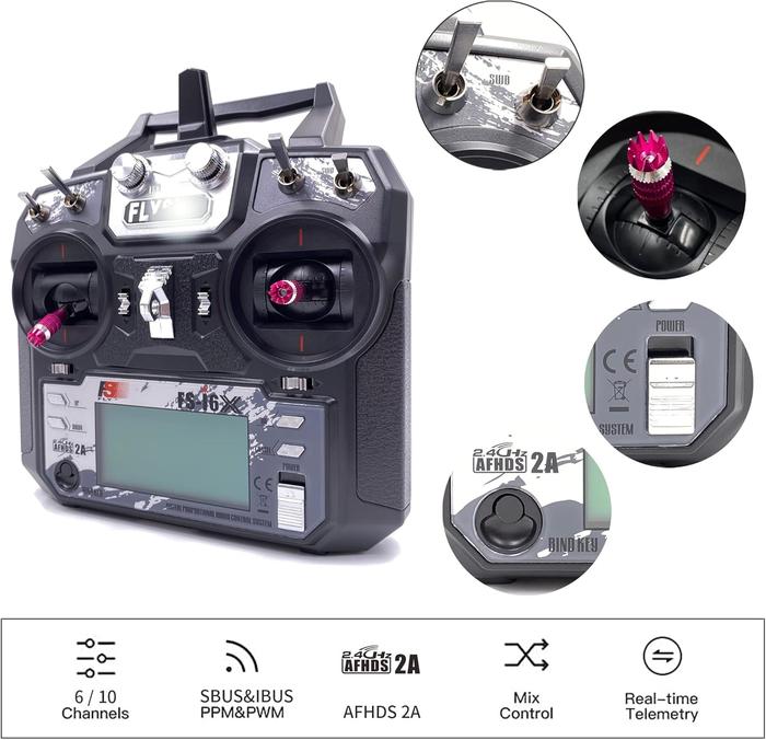 Flysky FS-i6 2.4GHz 6CH RC Transmitter Controller with FS-iA6B Receiver