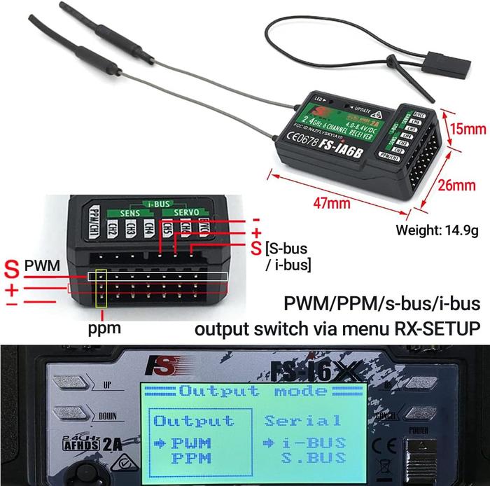 Flysky FS-i6 2.4GHz 6CH RC Transmitter Controller with FS-iA6B Receiver