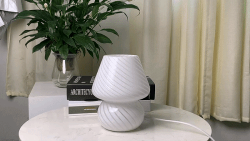 Style Striped Mushroom Glass Led Desk Lamp for Bedroom Bedside