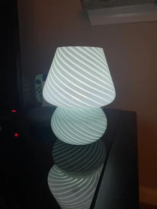 Style Striped Mushroom Glass Led Desk Lamp for Bedroom Bedside photo review