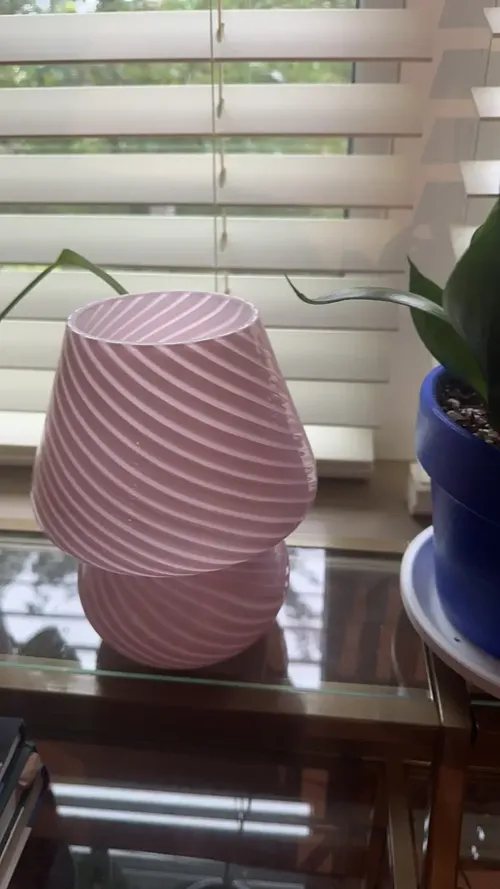 Style Striped Mushroom Glass Led Desk Lamp for Bedroom Bedside photo review