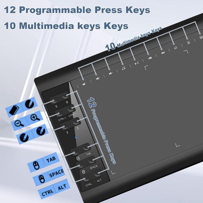 Graphics Drawing Tablet 8192 Pressure Levels with 22 Shortcuts