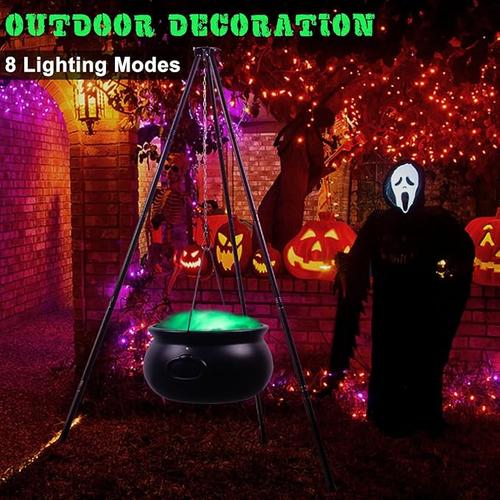 Halloween Witches Cauldron On Tripod - Large Witches Cauldron With Lights Mesh - Halloween Decorations Outdoor