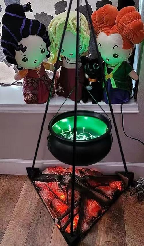 Halloween Witches Cauldron On Tripod - Large Witches Cauldron With Lights Mesh - Halloween Decorations Outdoor photo review