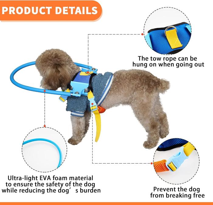 Blind Dog Harness Guiding Device, Pet Anti-Collision Ring for Protective And Build Confidence, Blind Dog Harness