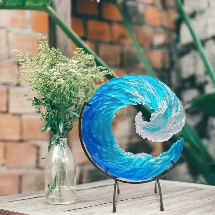 Handmade Acrylic Ocean Wave Sculpture for Home Decoration