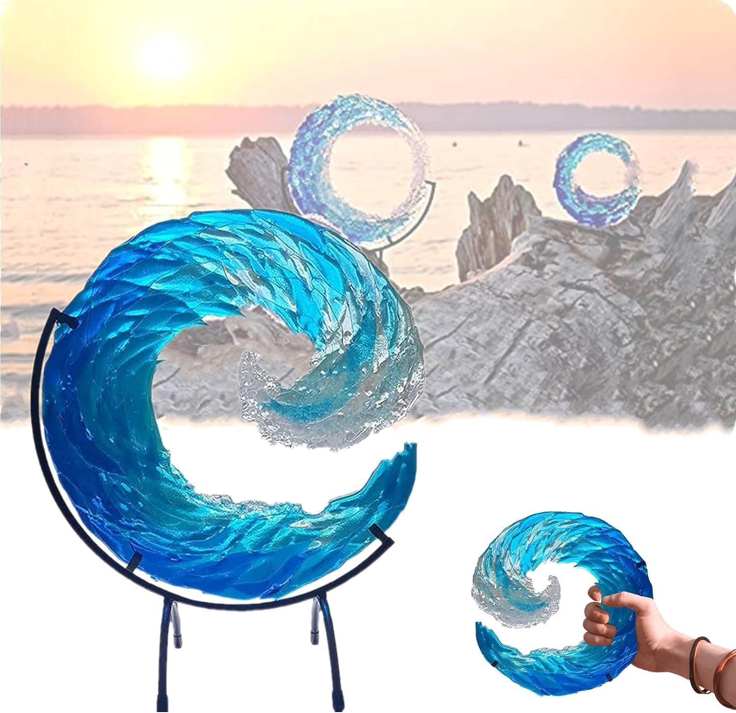 Handmade Acrylic Ocean Wave Sculpture for Home Decoration