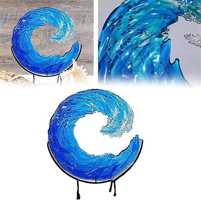 Handmade Acrylic Ocean Wave Sculpture for Home Decoration