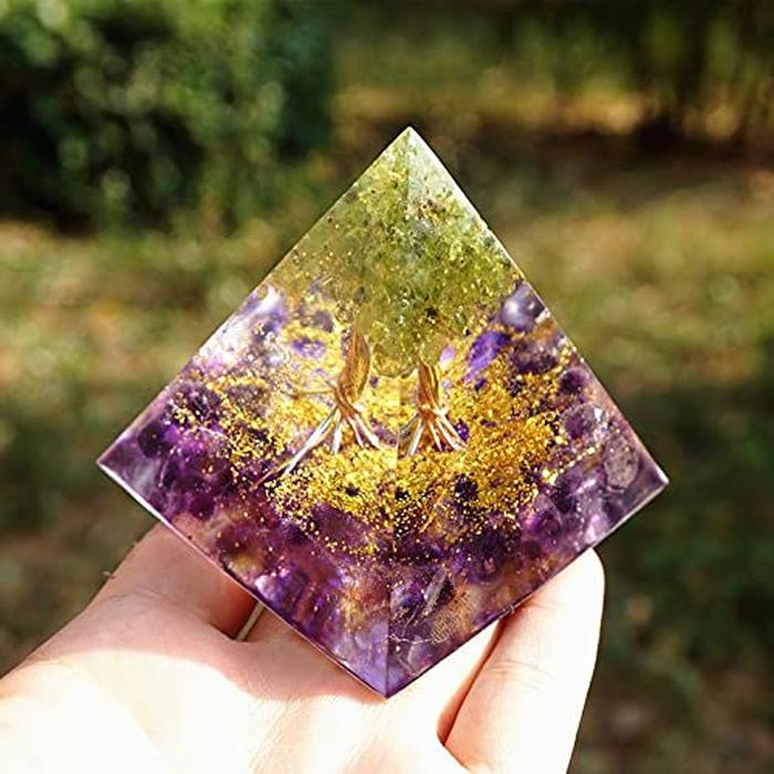 Handmade Orgonite Pyramid Crystal Energy Generator for Chakra Healing