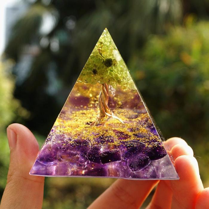 Handmade Orgonite Pyramid Crystal Energy Generator for Chakra Healing