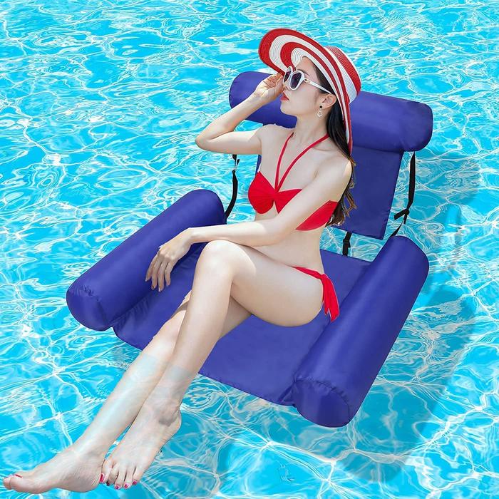 Inflatable Water Hammock Lounge Chair Pool Float Bed