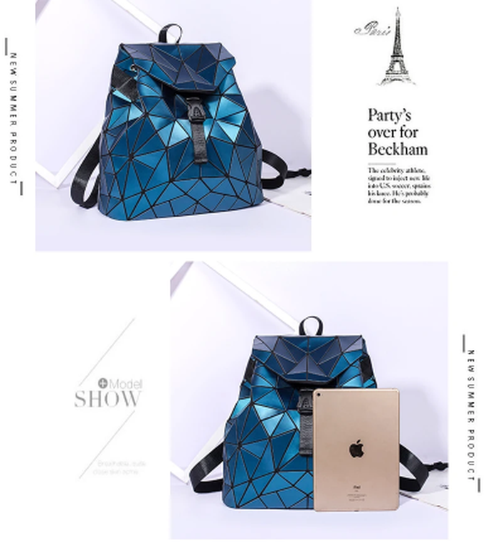Holographic Geometric Matte Backpack