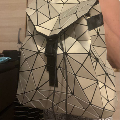 Holographic Geometric Matte Backpack photo review
