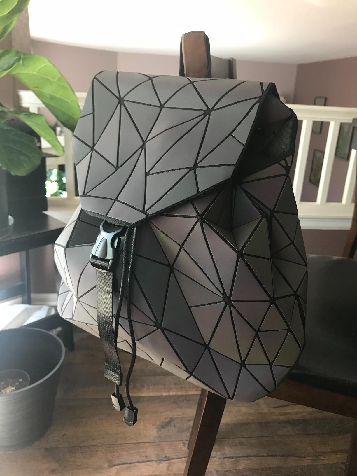 Irregular Laser Geometric Designer Travel Backpack, Diamond Check Backpack photo review