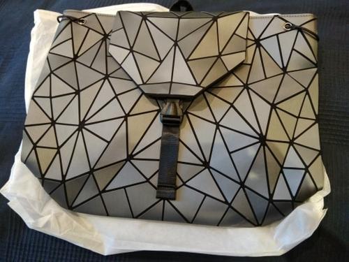 Holographic Geometric Matte Backpack photo review