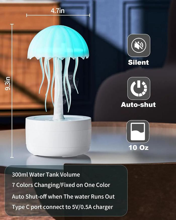 Jellyfish Aesthetic Essential Oil Diffuser with 7-Color Light