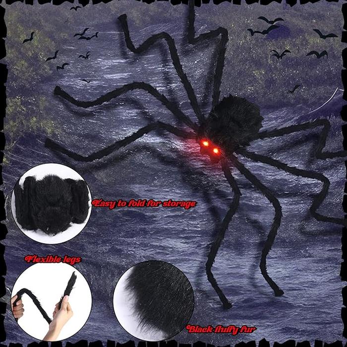 Halloween Outdoor Decorations Hairy Spider, Scary Giant Spider Fake Large Props for Yard Party Decor