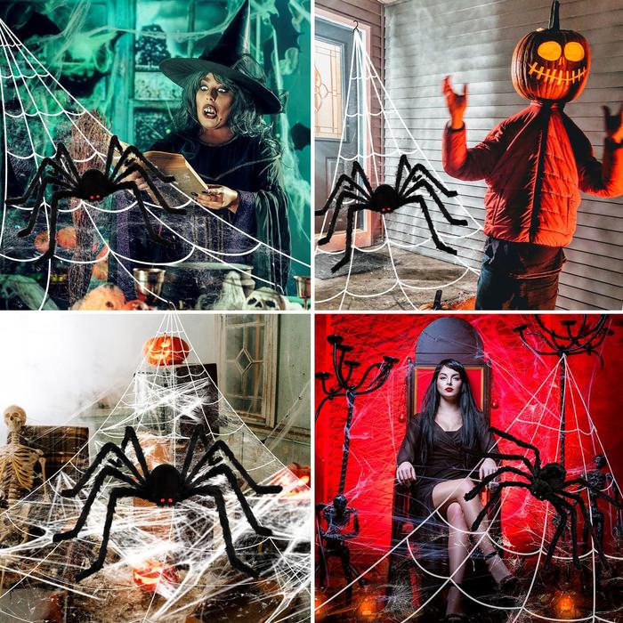 Halloween Outdoor Decorations Hairy Spider, Scary Giant Spider Fake Large Props for Yard Party Decor