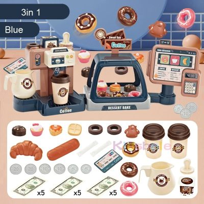 Kids Coffee Machine Toy Set with Simulation Food for Pretend Play