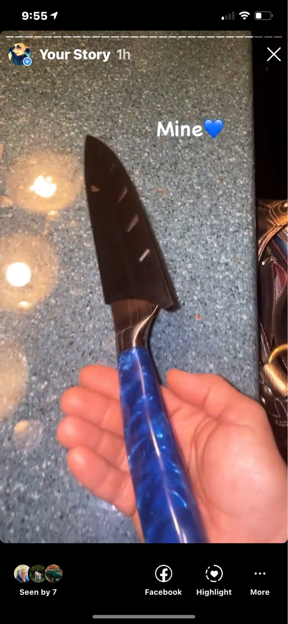 8-inch Japanese Chef Knife with Damascus Pattern and Blue Resin Handle photo review