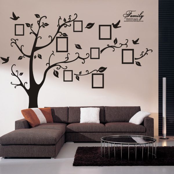 Large 250*180Cm/99*71In Black 3D DIY Photo Tree Wall Sticker Family Wall Decals Mural Art Home Decor