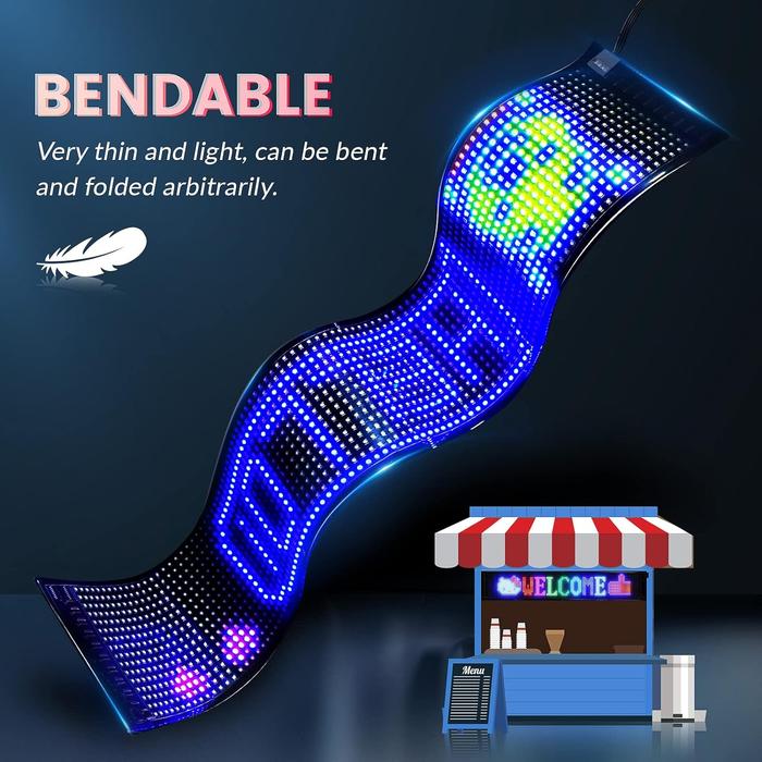 Led Car Sign, Programmable Led Matrix Panel, Flexible Screen Display Animation Message Scrolling Sign, App Control For Cars, Shop, Bar, Party Festival