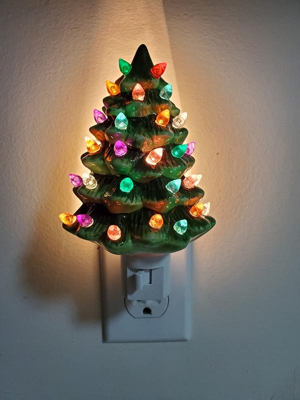 Vintage Ceramic Christmas Tree Night Light with Colorful Lights photo review