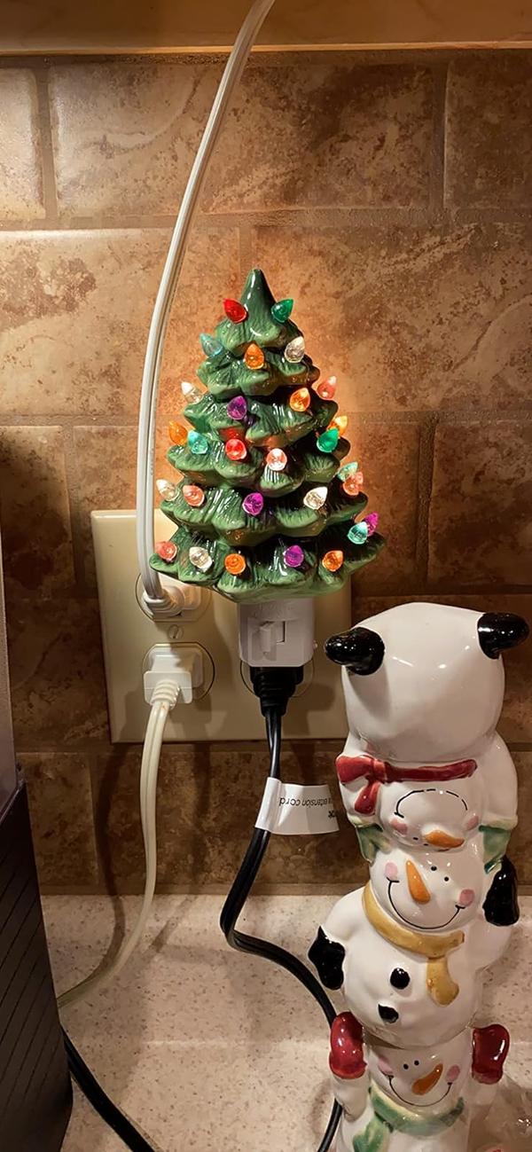 Vintage Ceramic Christmas Tree Night Light with Colorful Lights photo review