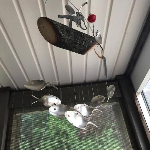 Lovely Fishing Man Spoon Fish Sculpture Wind Chime – Katy Craft