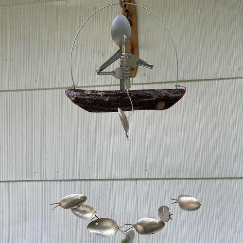 Lovely Fishing Man Spoon Fish Sculpture Wind Chime photo review