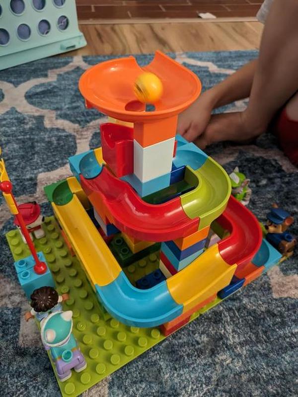 Marble Run Building Blocks, Classic Big Blocks STEM Toy Bricks Set Kids Race Track photo review