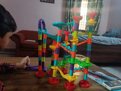 Marble Run Set Building Blocks Glass Marbles, Girls Boys Toys STEM Maze Educational Race Game photo review