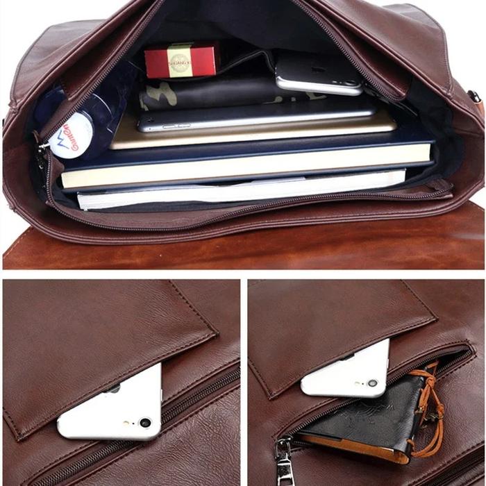 Men’s Retro PU Leather Laptop Messenger Shoulder Bag