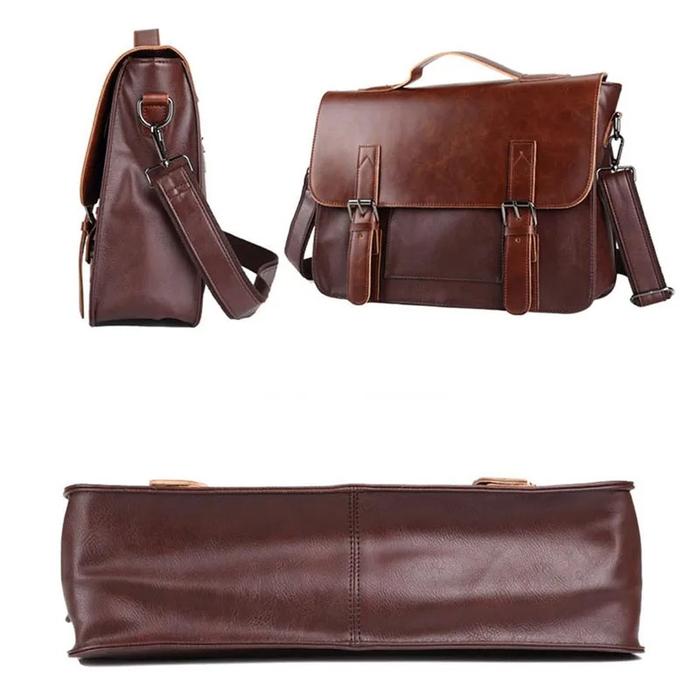 Men’s Retro PU Leather Laptop Messenger Shoulder Bag