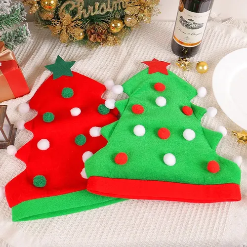 Cute Red and Green Christmas Tree Hat for Xmas Decoration