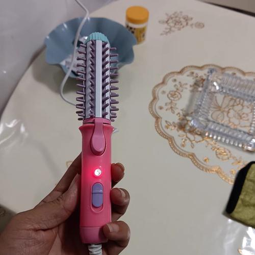 Mini Curling Iron Brush, Mini Hair Straightener Brush, Tourmaline Ceramic Travel Size Hair Curler photo review