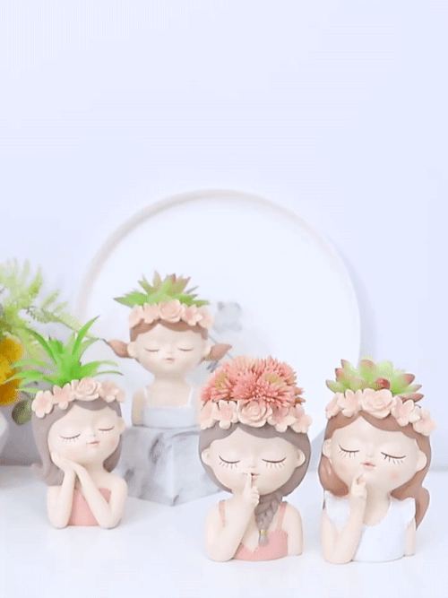 Cute Girl Succulent Cactus Flower Pots for Home Decor