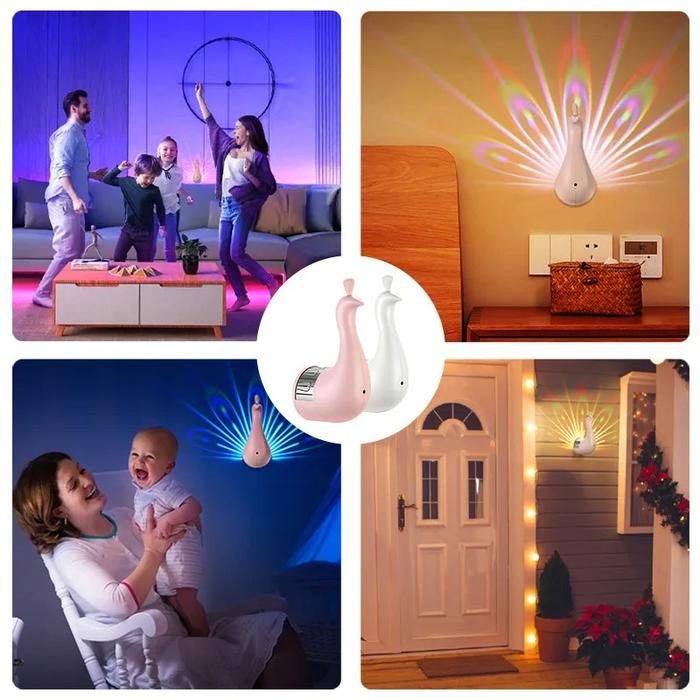 Modern Peacock Wall Lamp Colorful 3D Bedroom Light