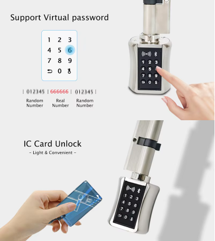 Waterproof Bluetooth Smart Cylinder Lock with App Control