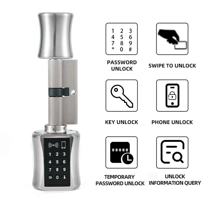 Waterproof Bluetooth Smart Cylinder Lock with App Control