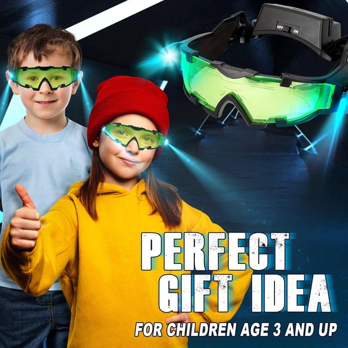 Night Vision Goggles, Adjustable Kids-Led Night Goggles Eye Protection Glass with Anti-laser Lens