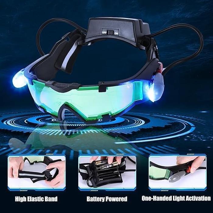 Night Vision Goggles, Adjustable Kids-Led Night Goggles Eye Protection Glass with Anti-laser Lens