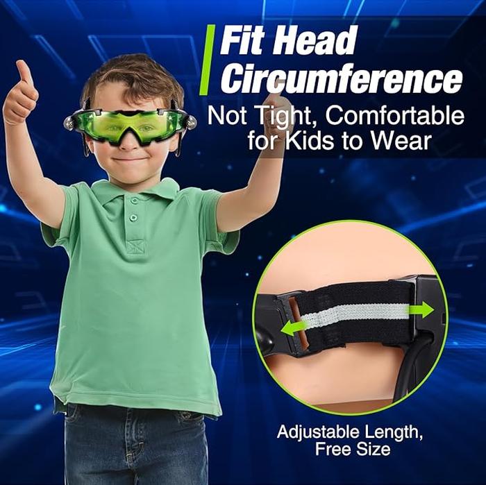 Night Vision Goggles, Adjustable Kids-Led Night Goggles Eye Protection Glass with Anti-laser Lens