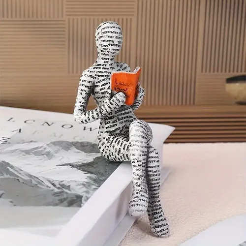 Nordic Thinker Statuette - Modern Woman Reading at Desk